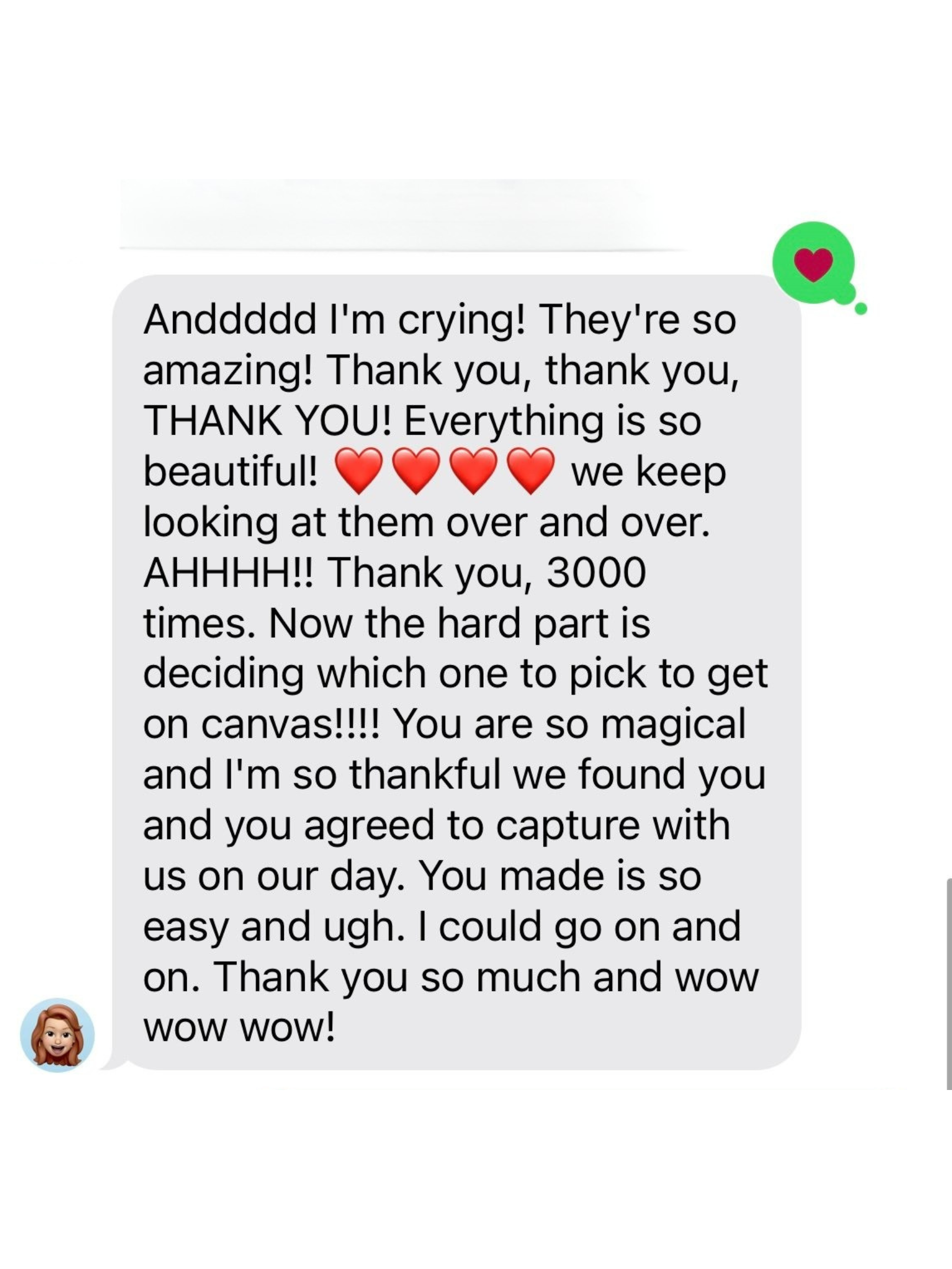 screenshot of customers satisfactory replies