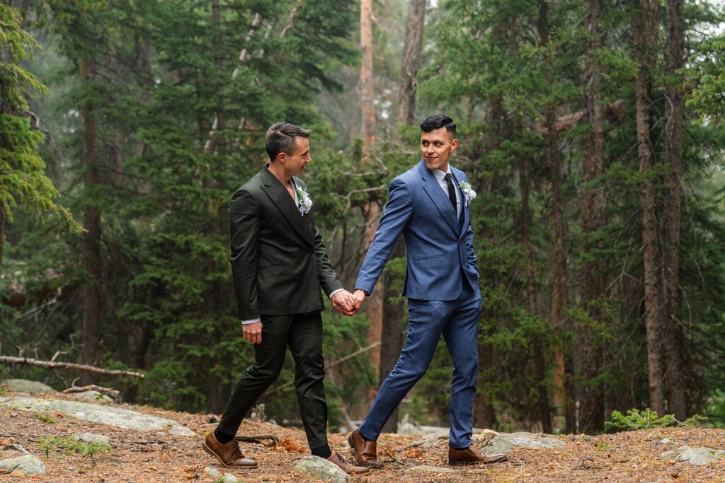 Grooms married in Colorado Outdoor Wedding